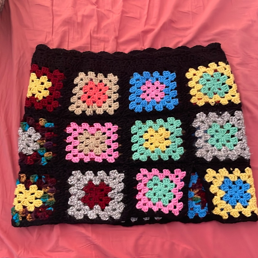 Handmade Crochet Granny Square Skirt